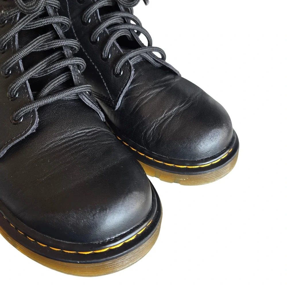 Dr. Martens‎ Black Leather 8 Eye Combat Boots Kids Size 2 Grunge Punk Y2K Unisex